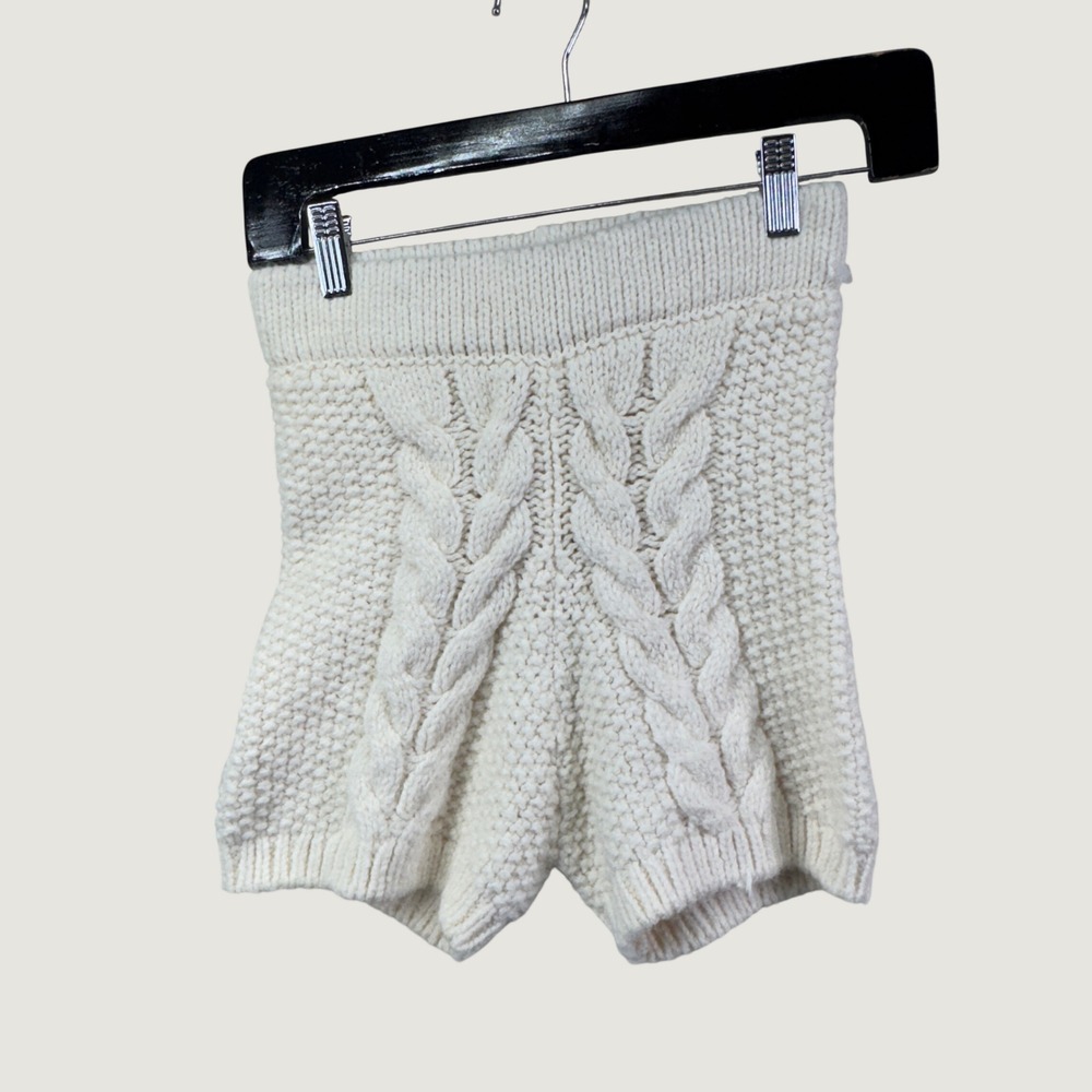 MNG Mango Cable Knit Shorts Womens XS Cream Coquette Soft Girl Balletcore Cozy